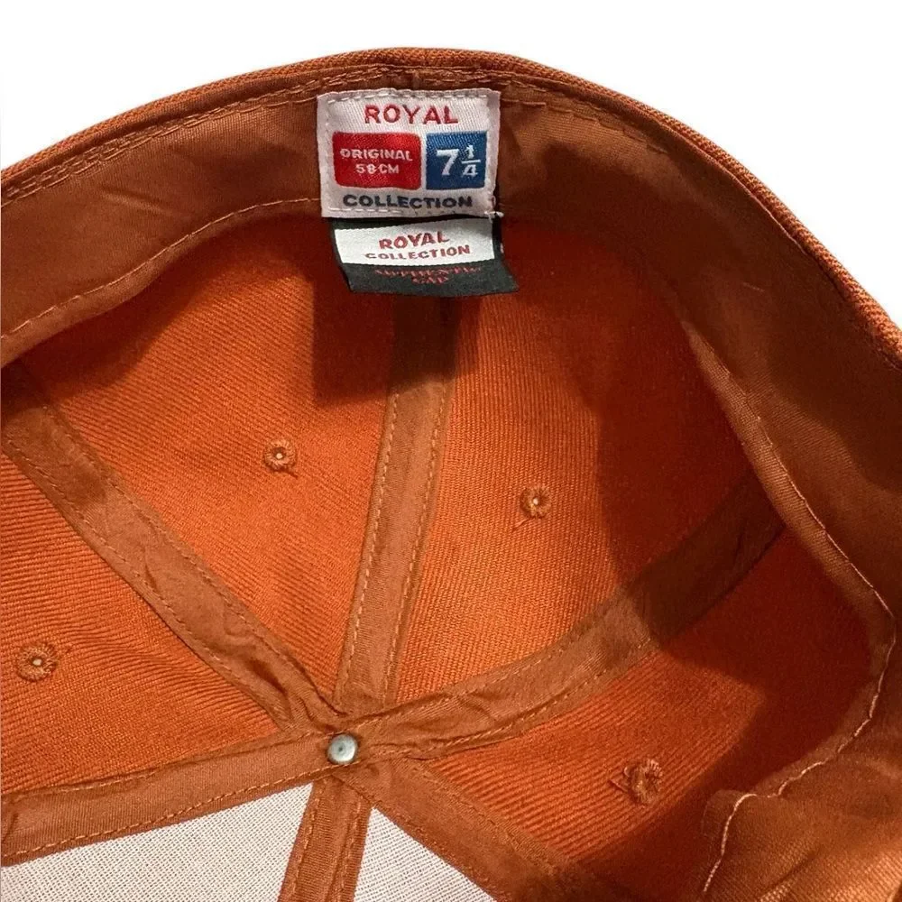 Flat Rat Rust Orange Fitted Hat Size 7 1/4 Royal Original Embroidered Patch Cap
